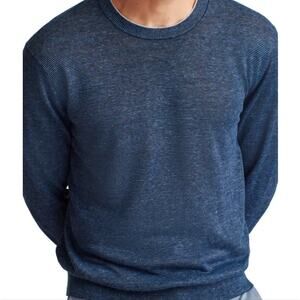Bonobos mens Linen Crewneck Sweater In Navy Sz XL long sleeve A7